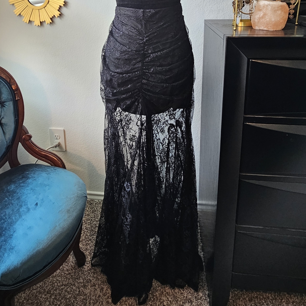 Akira Black Lace Maxi Skirt